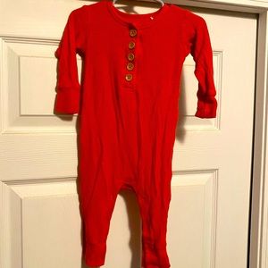 Posh Peanut 18-24M Persimmon Henley Waffle Romper